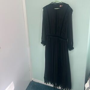 Elegant Black Lace Trim Dress